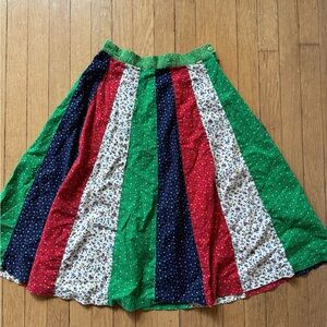 Vintage Floral Cotton Striped Women's Skirt